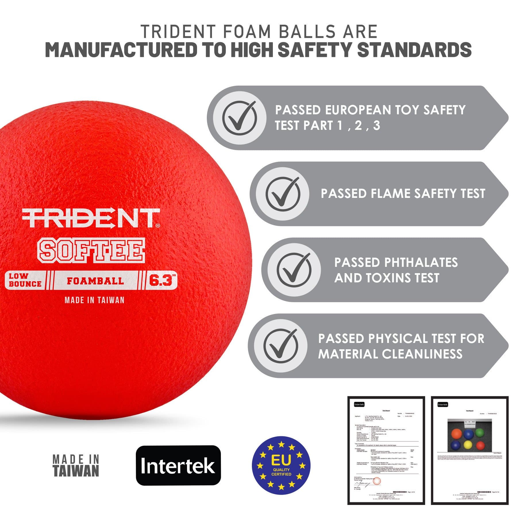 Trident Milestone Softee Low Bounce Foam Ball - Red (6.3") - Image 3