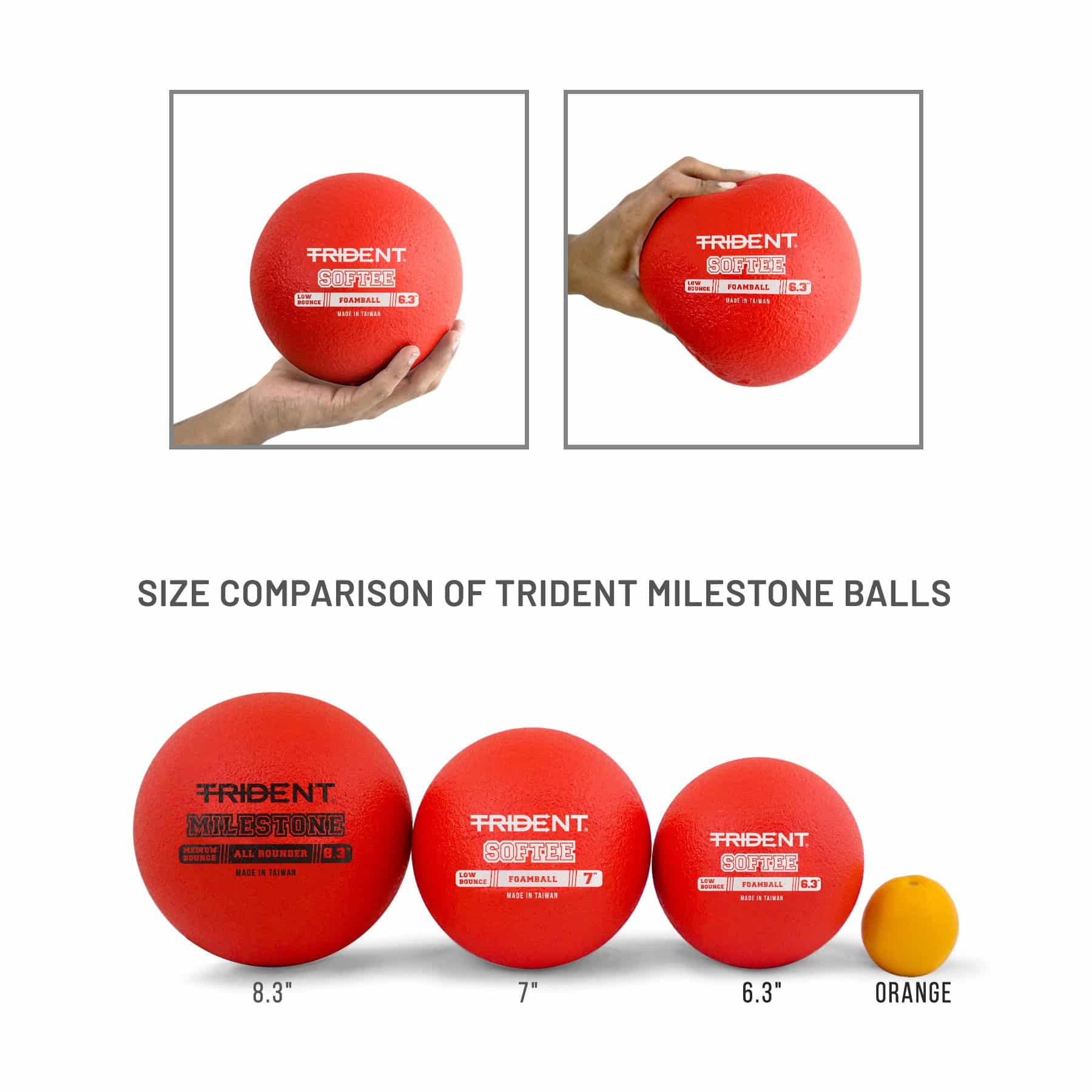 Trident Milestone Softee Low Bounce Foam Ball - Red (6.3") - Image 7