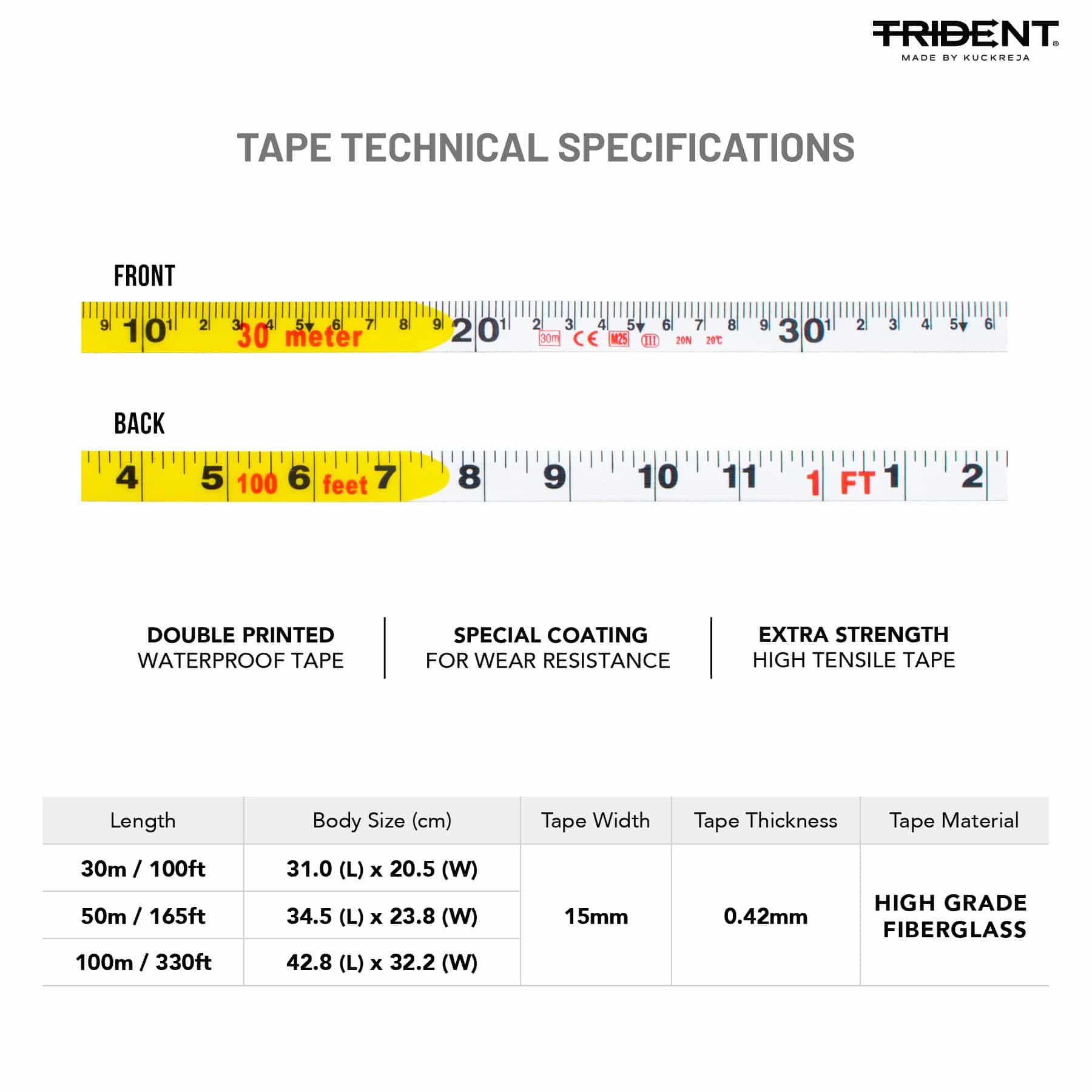 Trident Premium Measuring Tape - 30m - Image 5