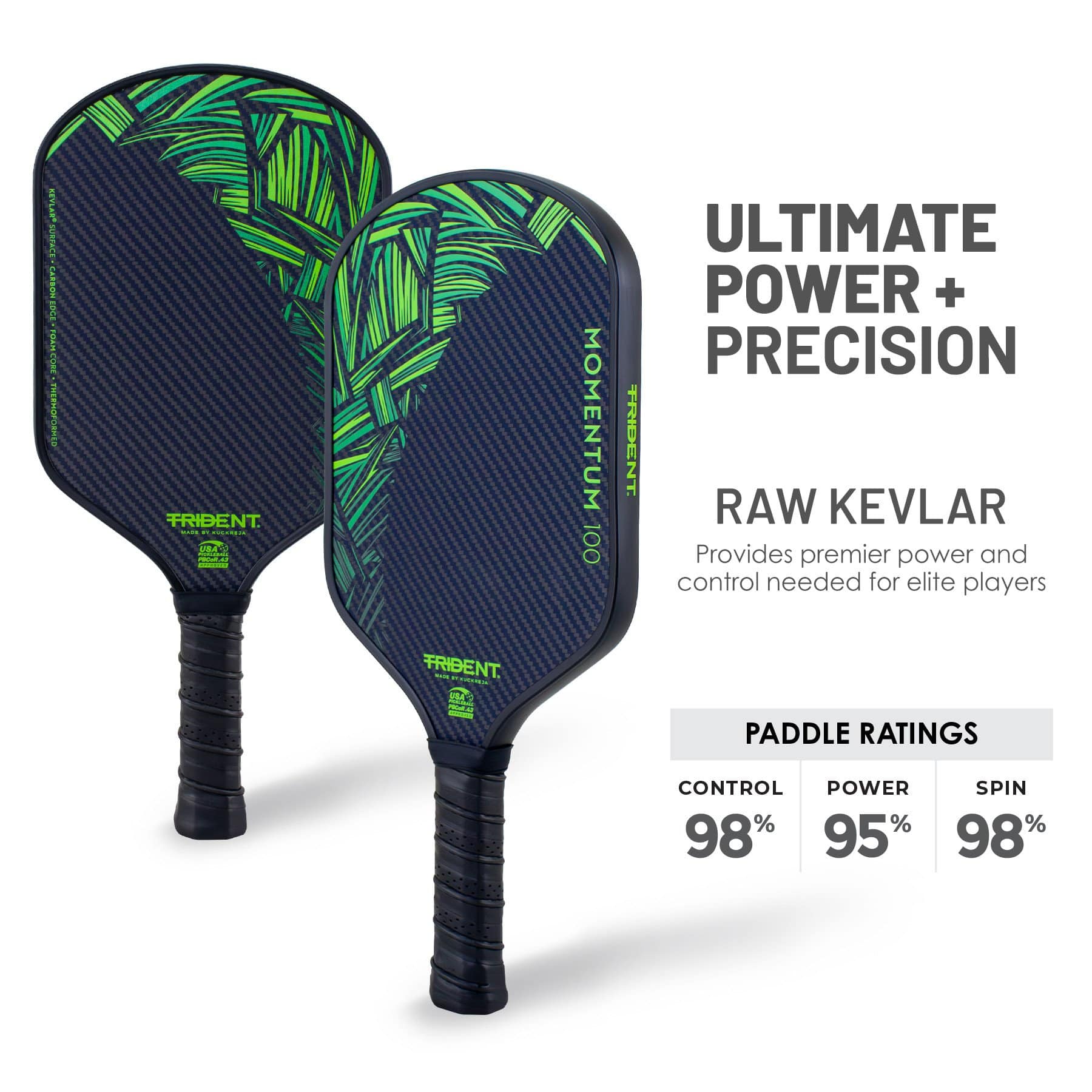 Trident Momentum 100 Pickleball Paddle - Electric Jade (USAP Approved) - Image 4