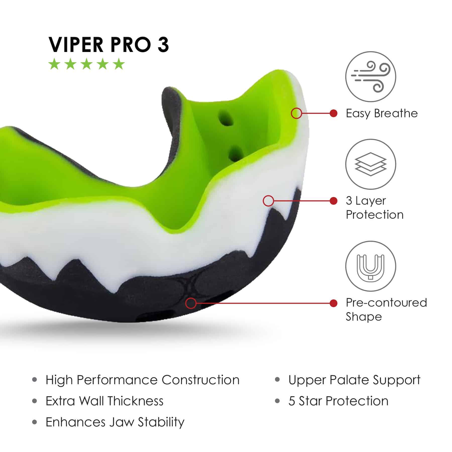 Gilbert Viper Pro 3 Mouthguard - Black/White - Image 2