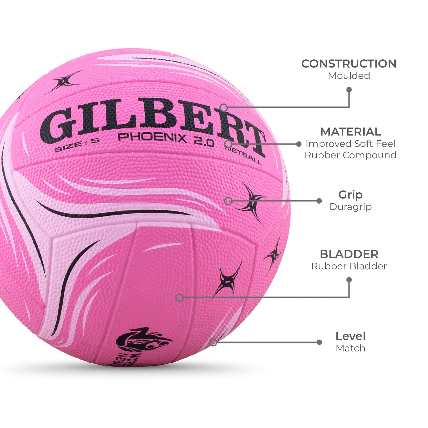 Gilbert Phoenix Match Netball - Pastel (Size 5, 4) - Image 3