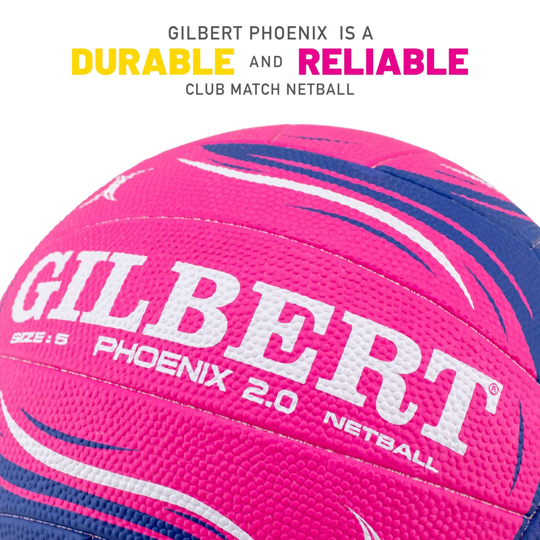 Gilbert Phoenix 2.0 Match Netball - Pink (Size 5, 4) - Image 2