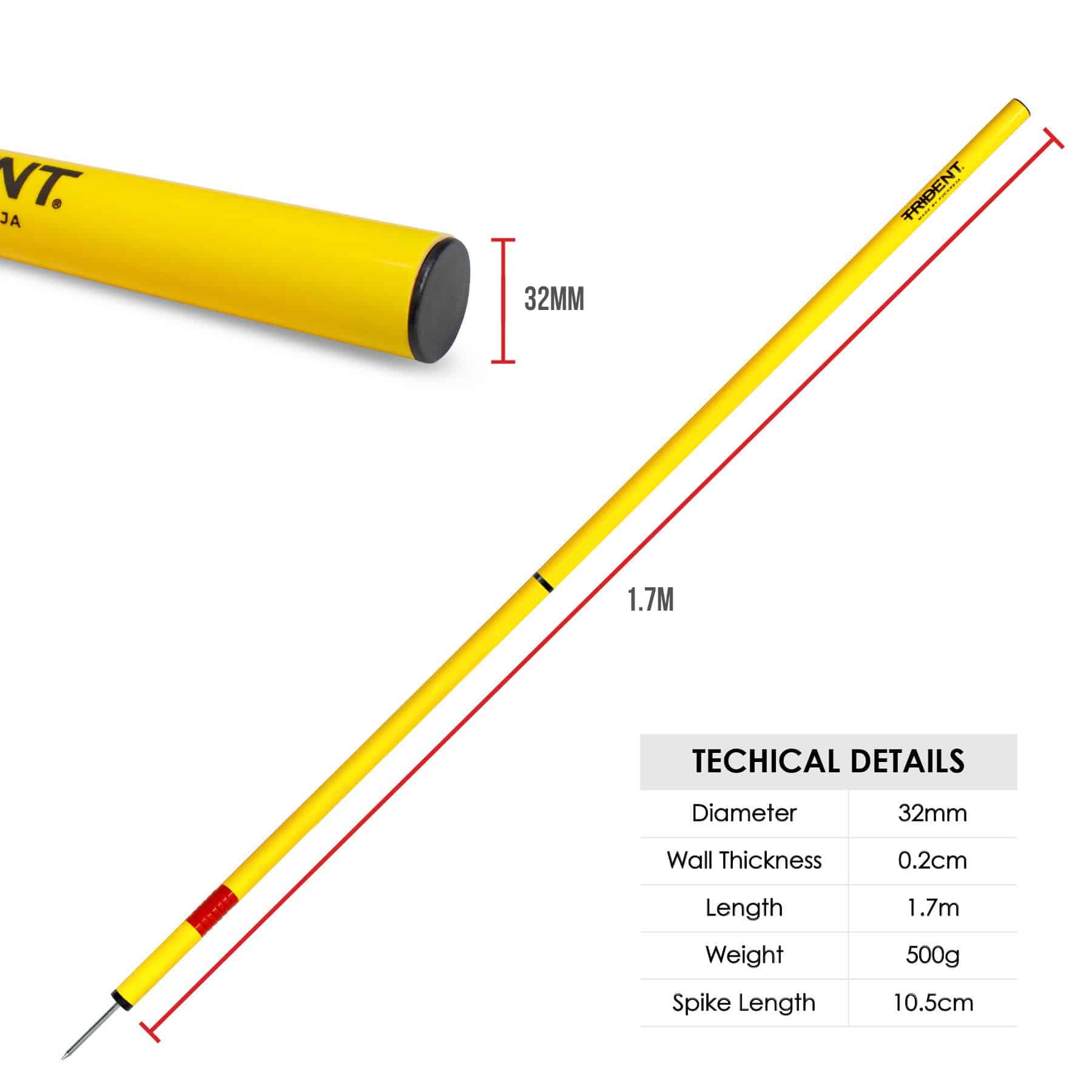 Trident Two-Piece Slalom Pole with Spring – Yellow - Image 3