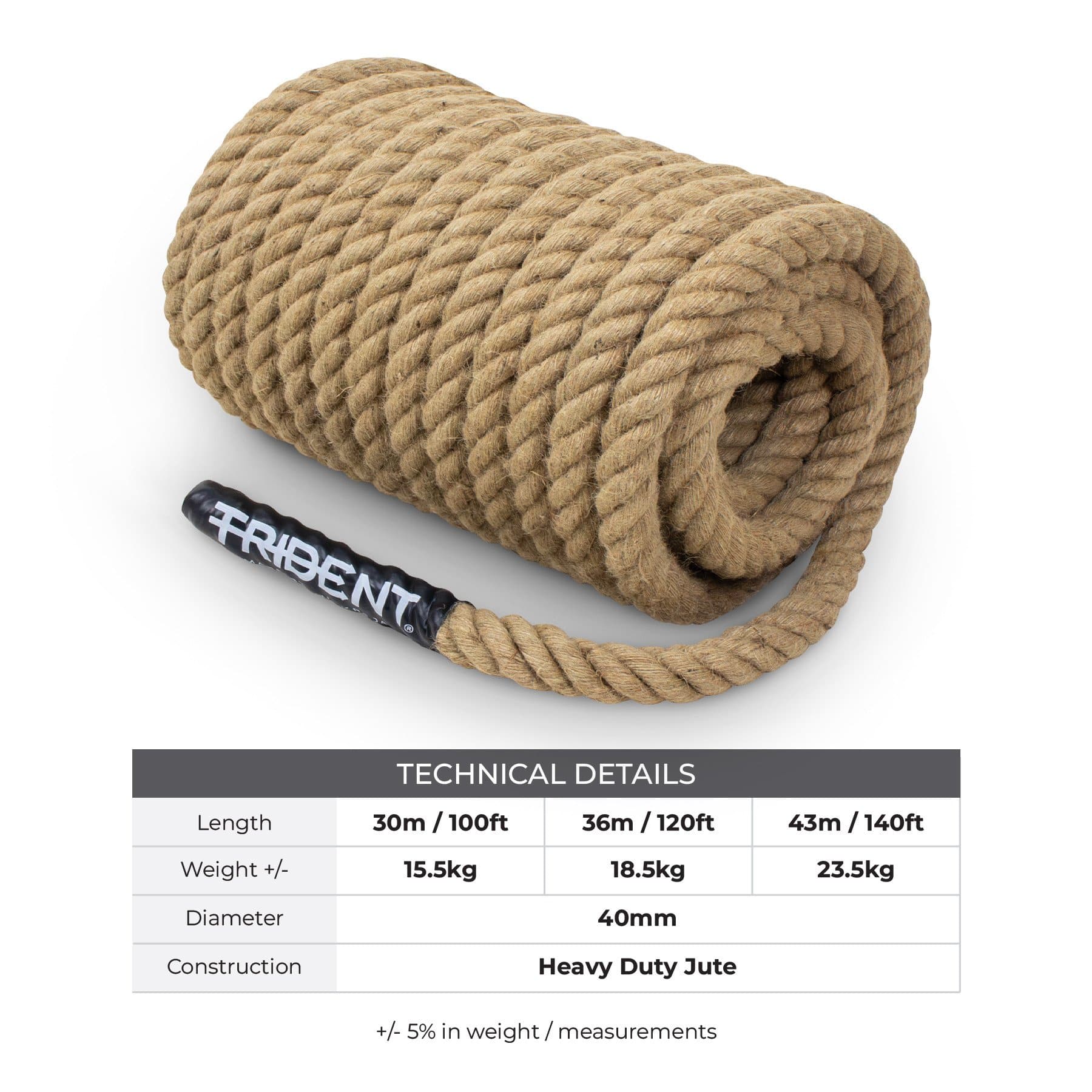 Trident Jute Tug of War Rope - 30m / 100ft - Image 3