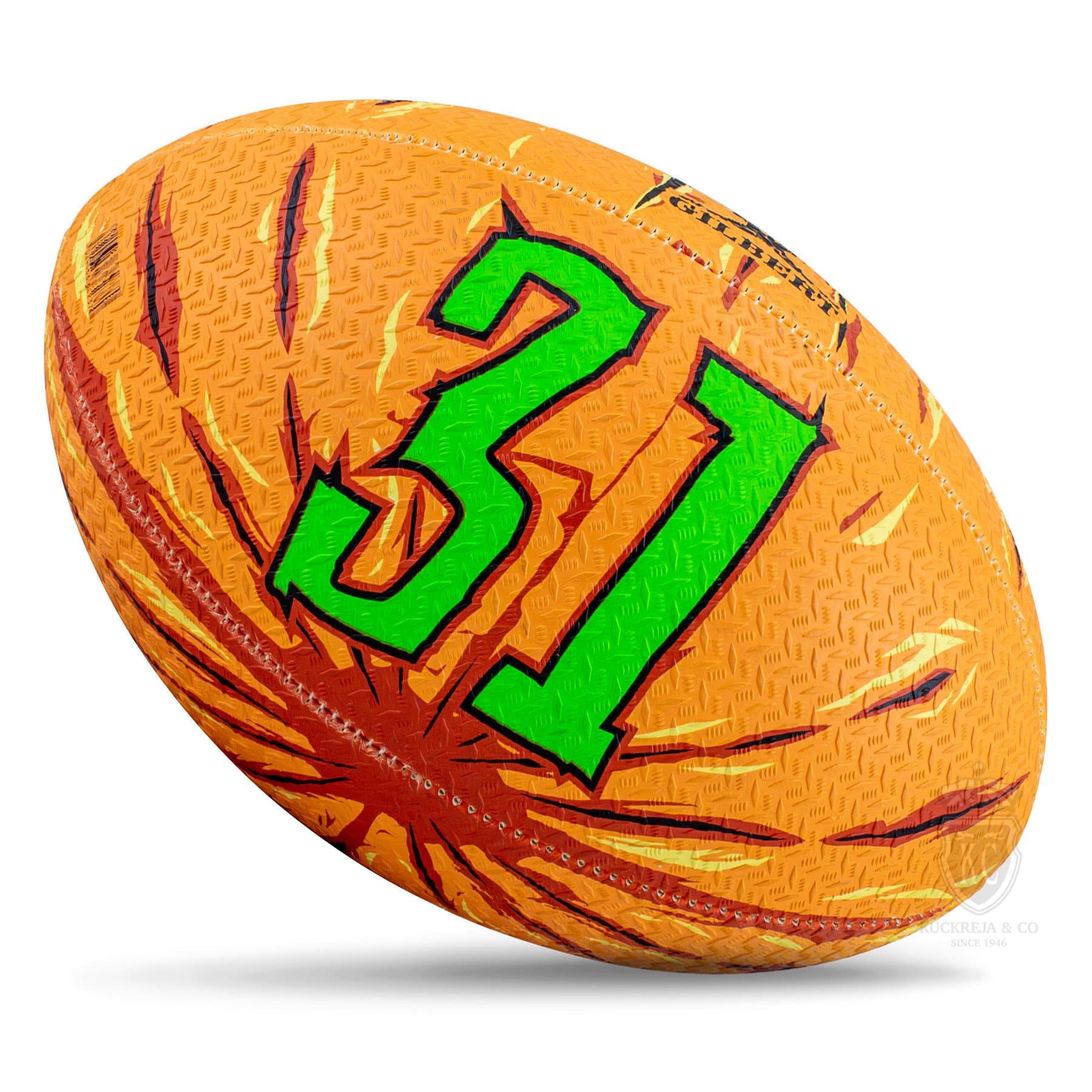 Gilbert Randoms Rugby Ball - Pumpkin (Size 5) - Image 3
