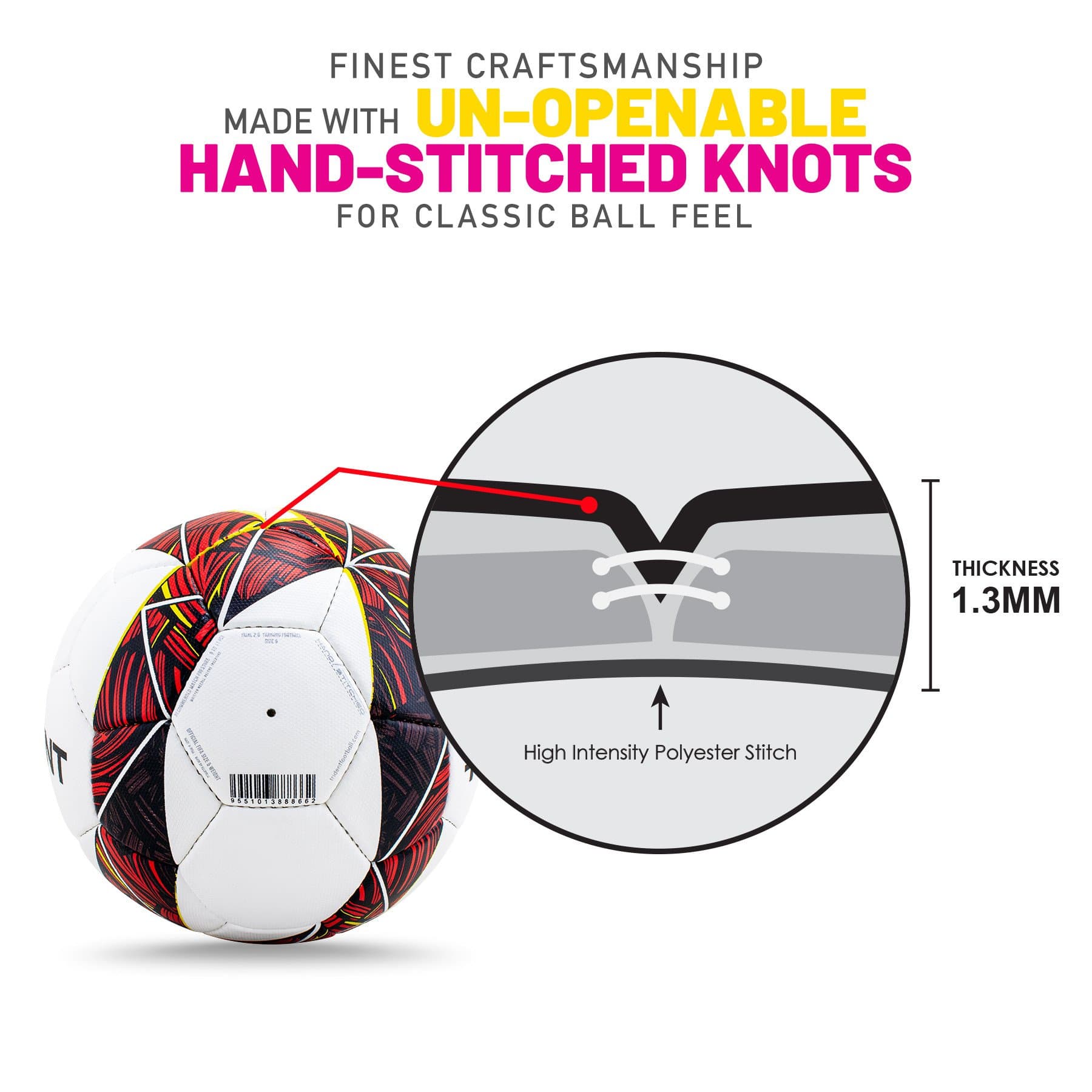 Trident Trial 2.0 Training Football - Size 5 (Chaos Red) - Image 4