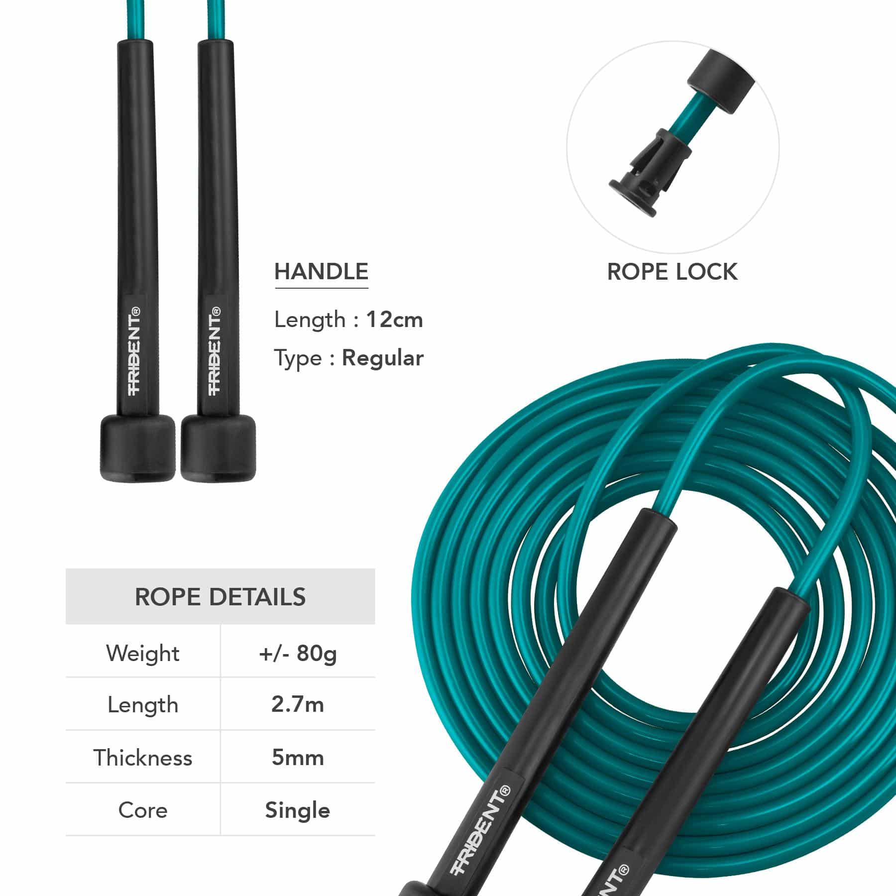Trident Milestone Skipping Rope - Pure Teal - Image 3