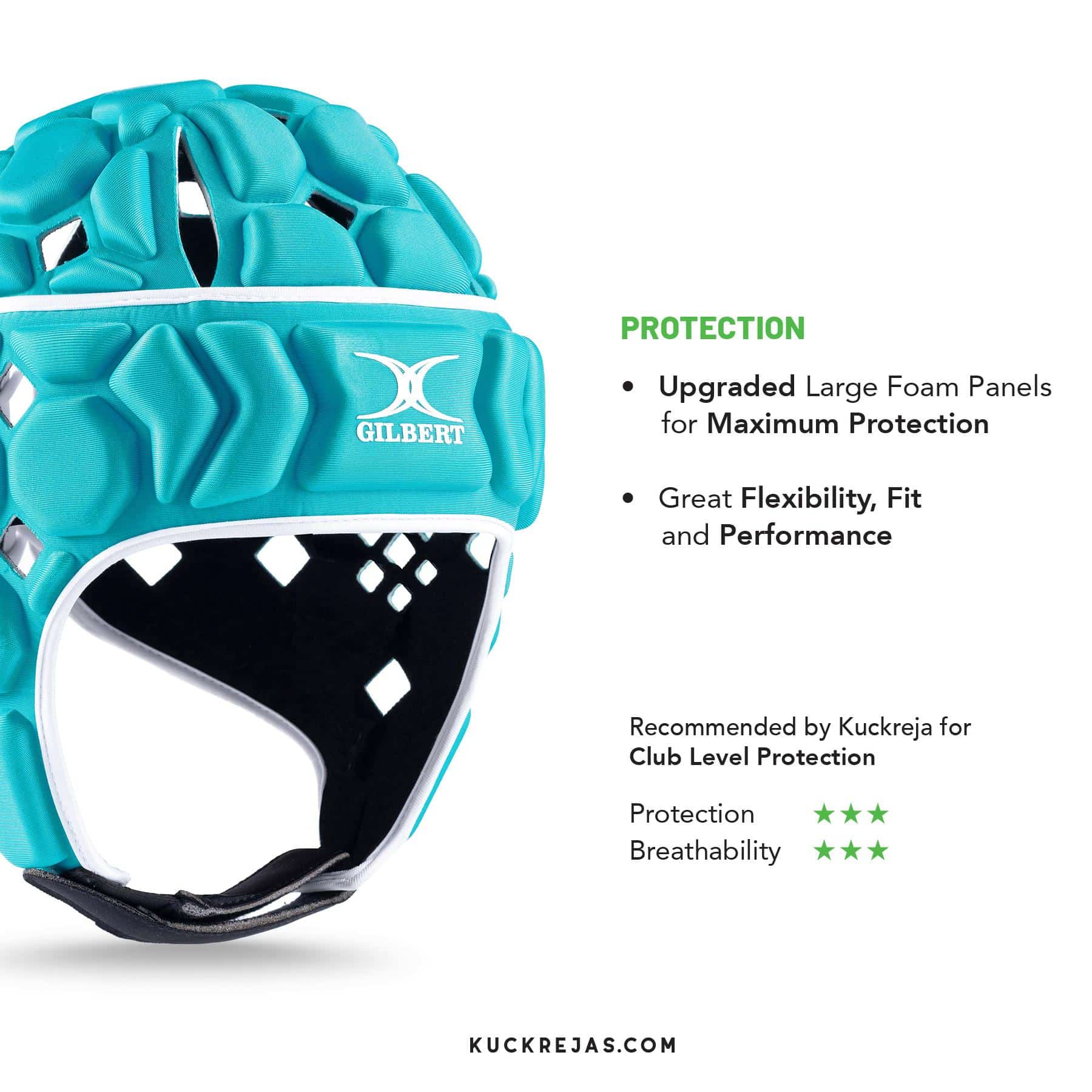 Gilbert Octane Headguard – Aqua/White - Image 2