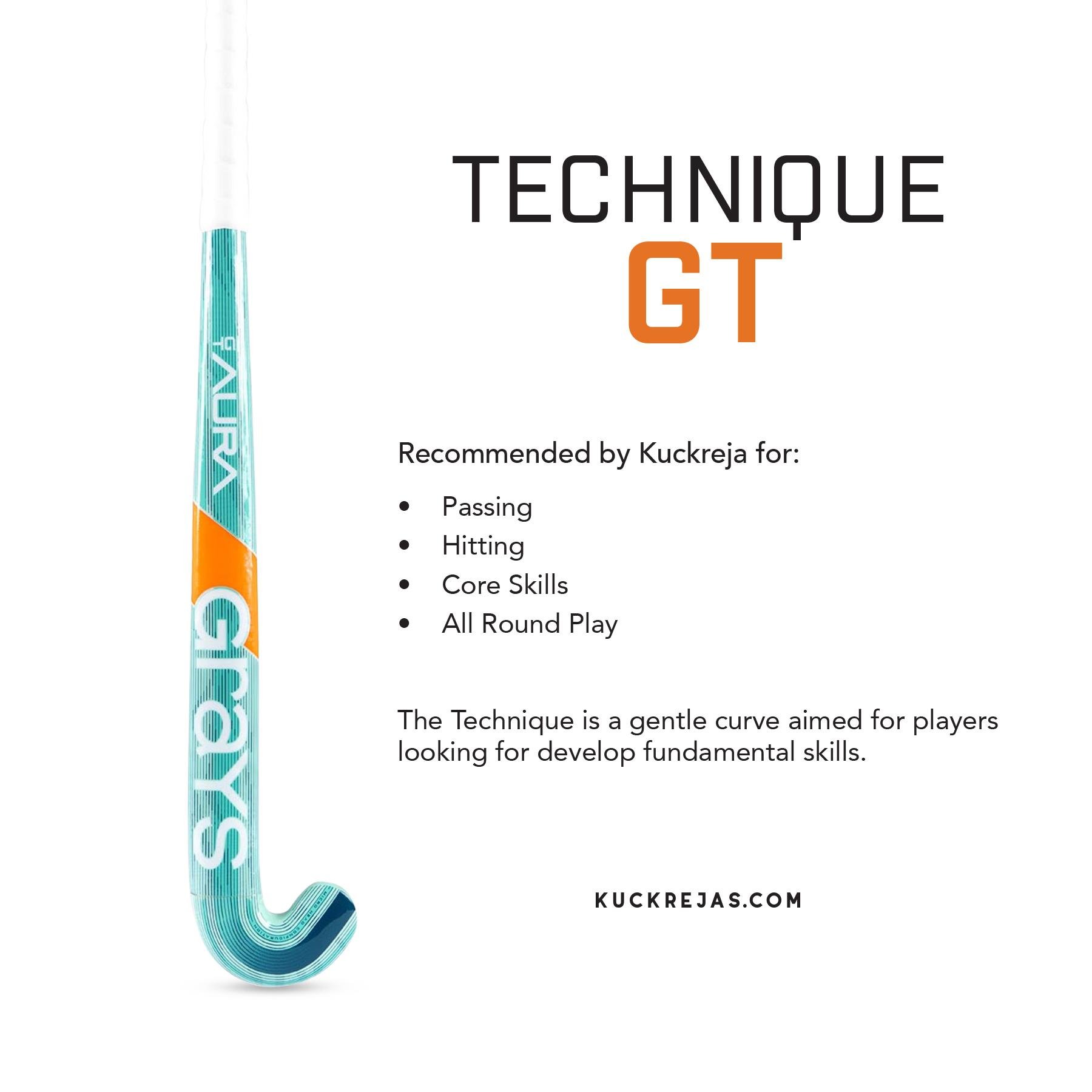 Grays Aura Junior Wooden Hockey Stick - Teal/Navy (34") - Image 2