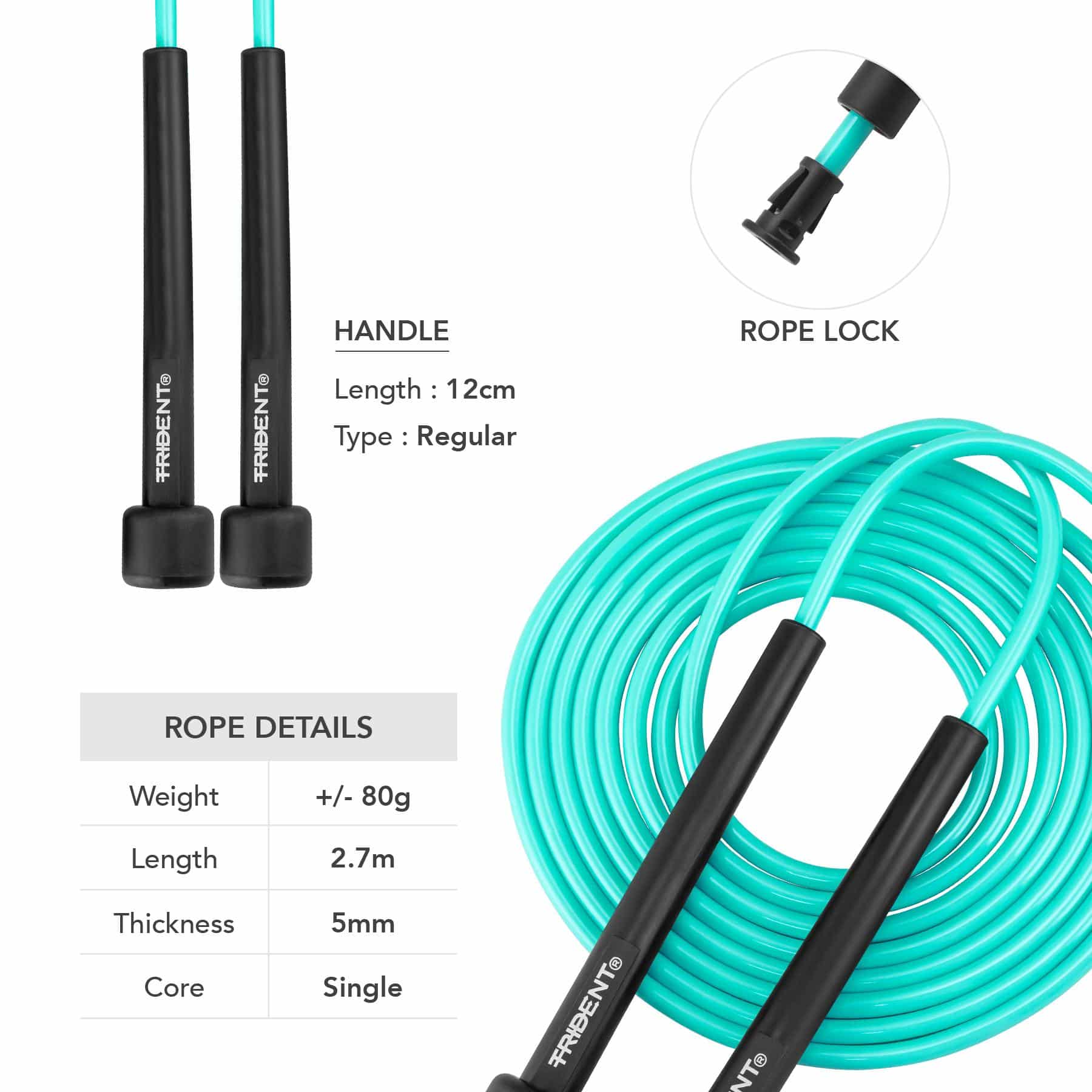 Trident Milestone Skipping Rope - Cool Turquoise - Image 3