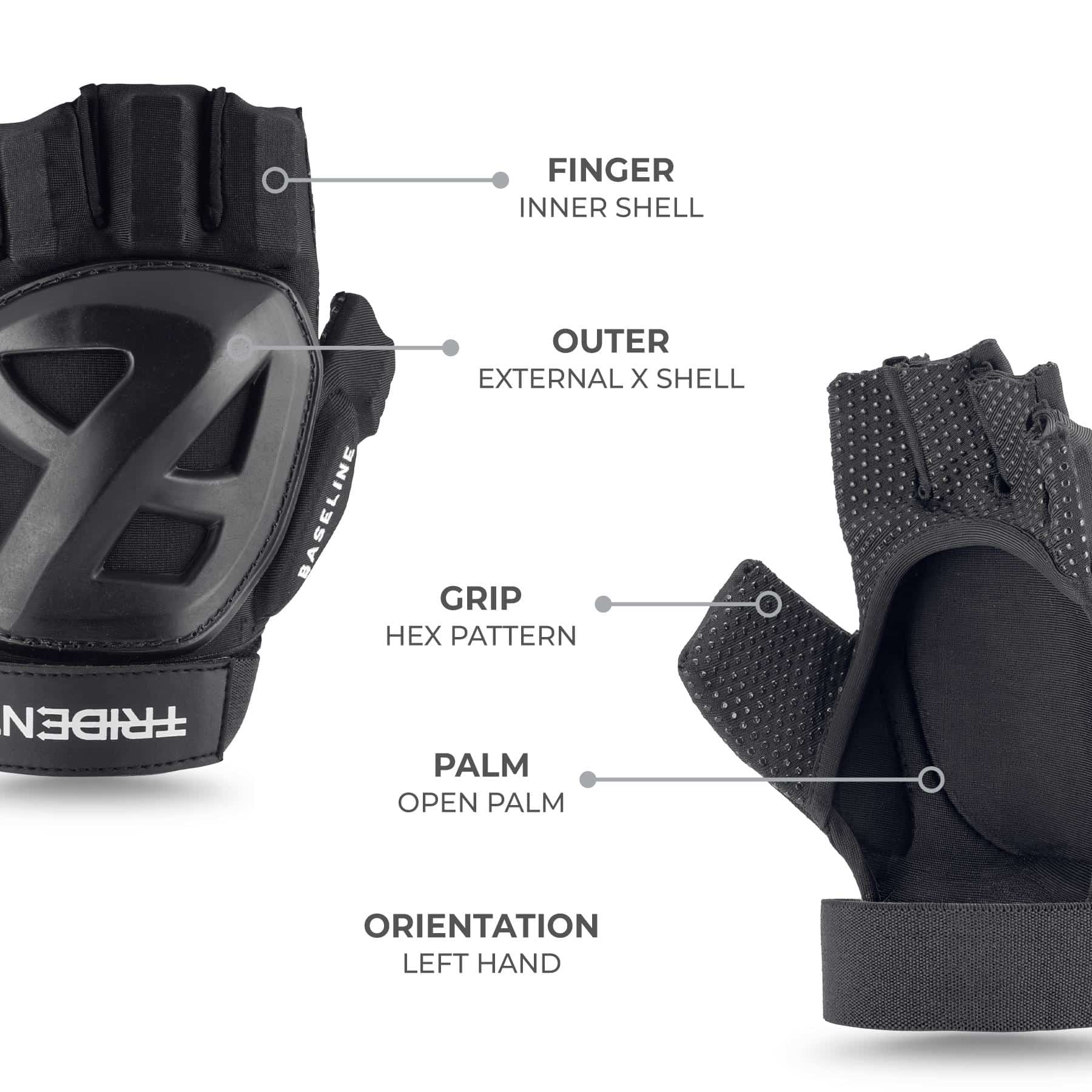 Trident Baseline Hockey Glove – Black (LH) - Image 3