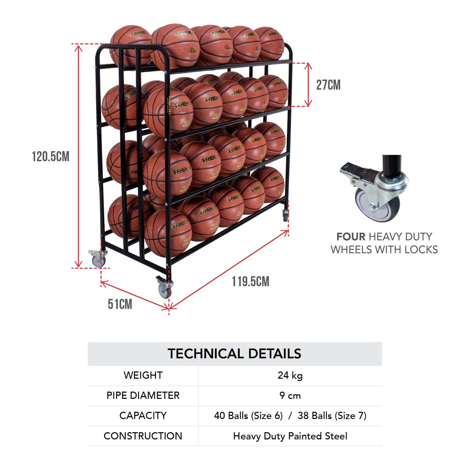 Trident Pro 4 Level Ball Cart - Image 3