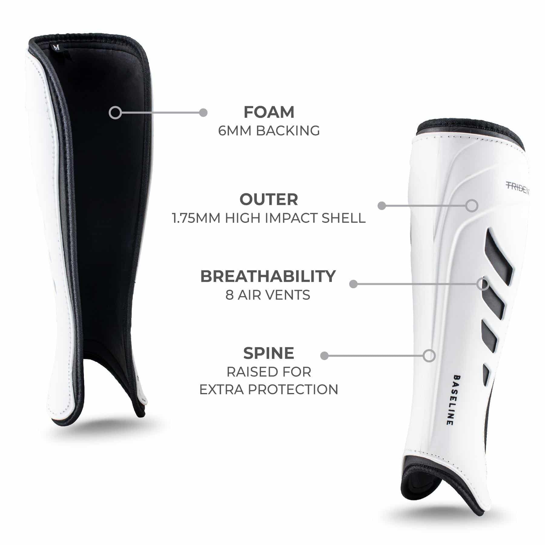 Trident Baseline Hockey Shinguard - White - Image 4